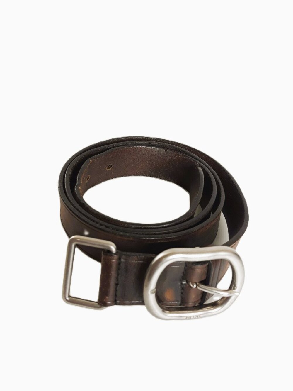 Prada Men's Brown Leather Belt 40 Distressed - Picture 3 of 11